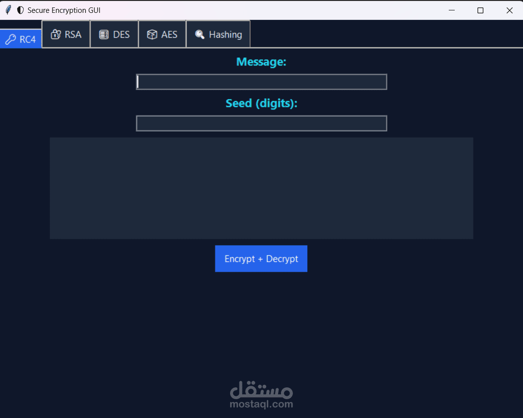نظام تشفير البيانات / Multi-Algorithm Encryption and Hashing Project