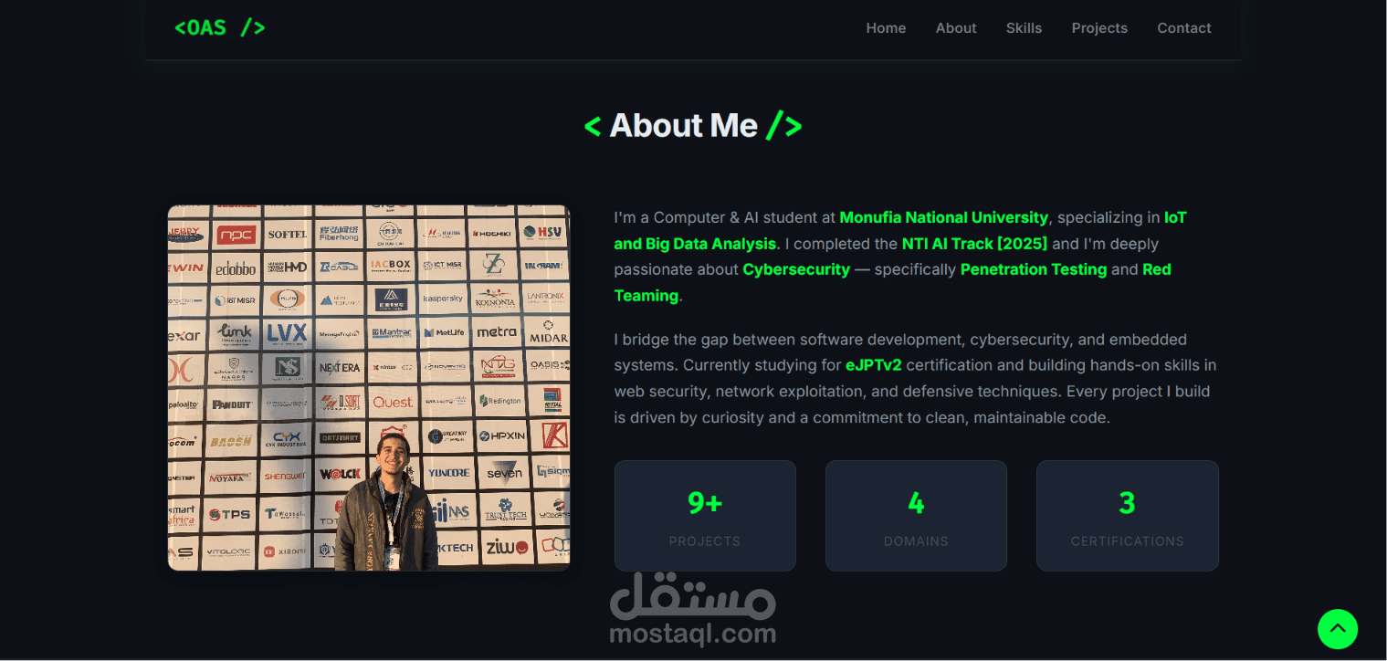 a portfolio for me that represent my work and my projects