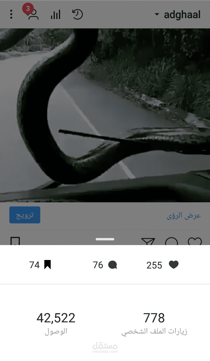 تحقيق أكثر نسبة مشاهدة لفيديوحساب انستقرام