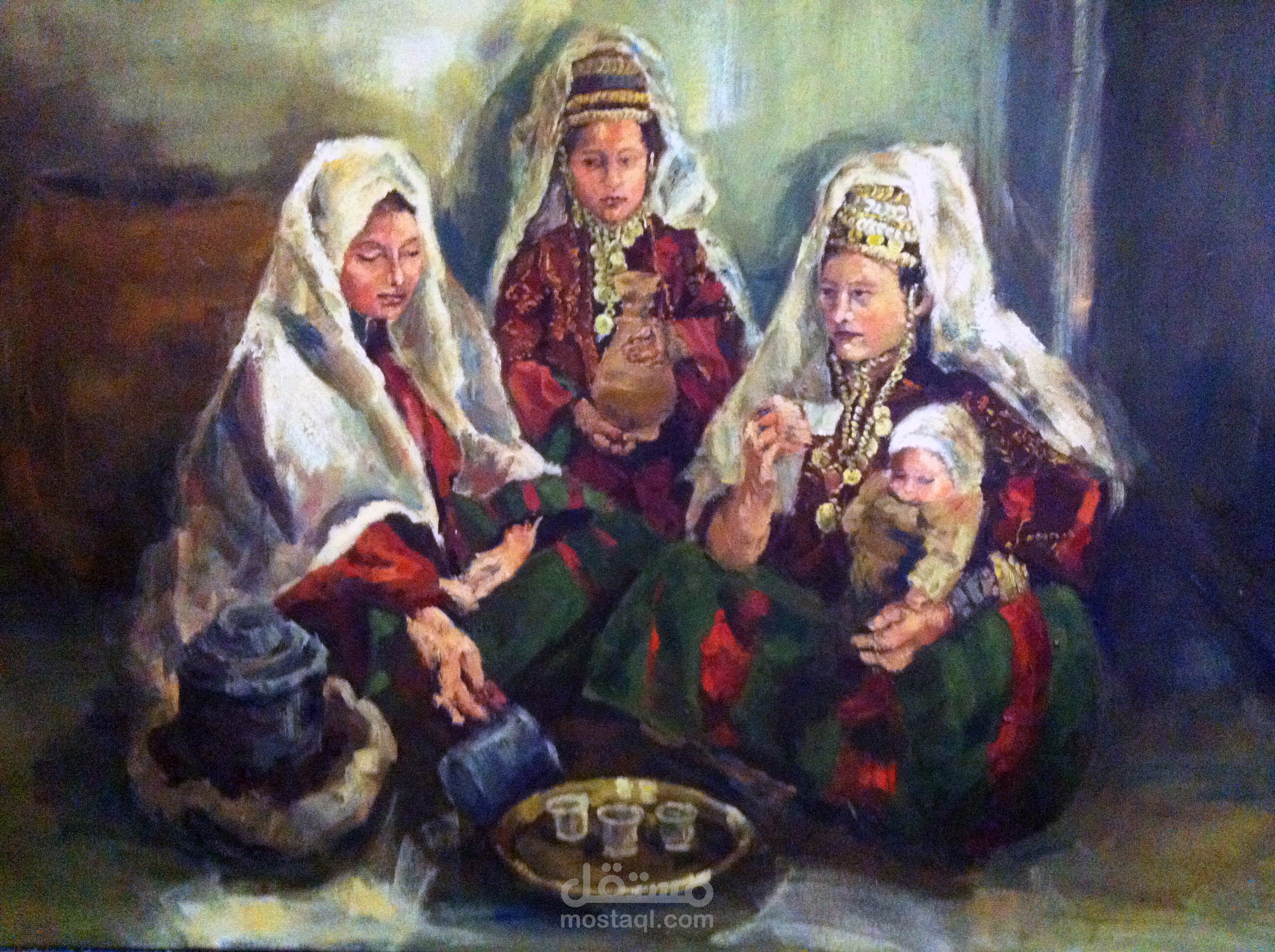 لوحات من أعمالي بلألوان الزيتية عن التراث الفلسطيني