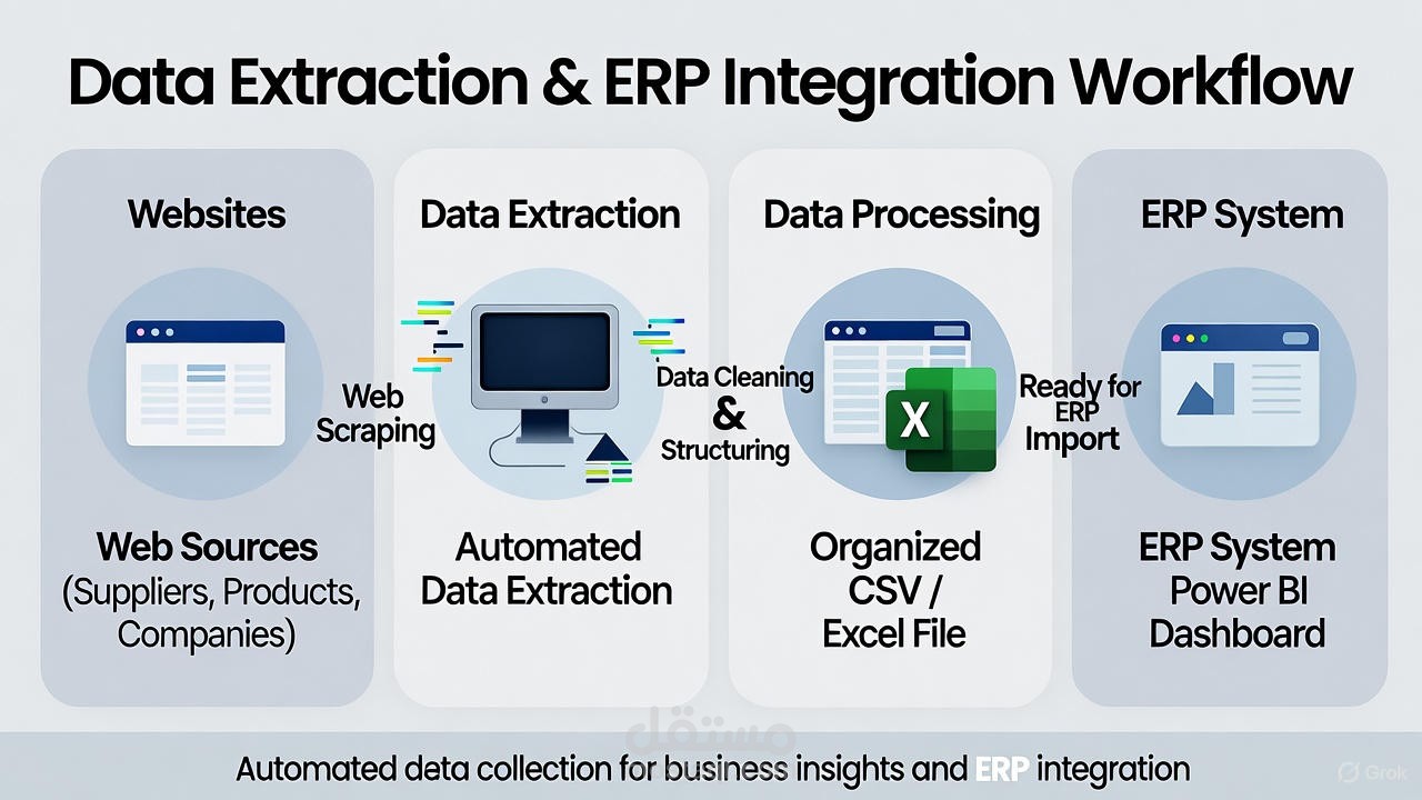 استخراج بيانات الشركات والموردين من الإنترنت لربطها مع أنظمة_ERP    بتقنية Web Scraping