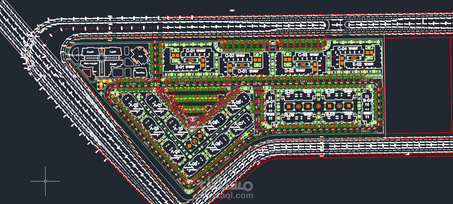 تصميم الطرق لمجمع سكني جديد