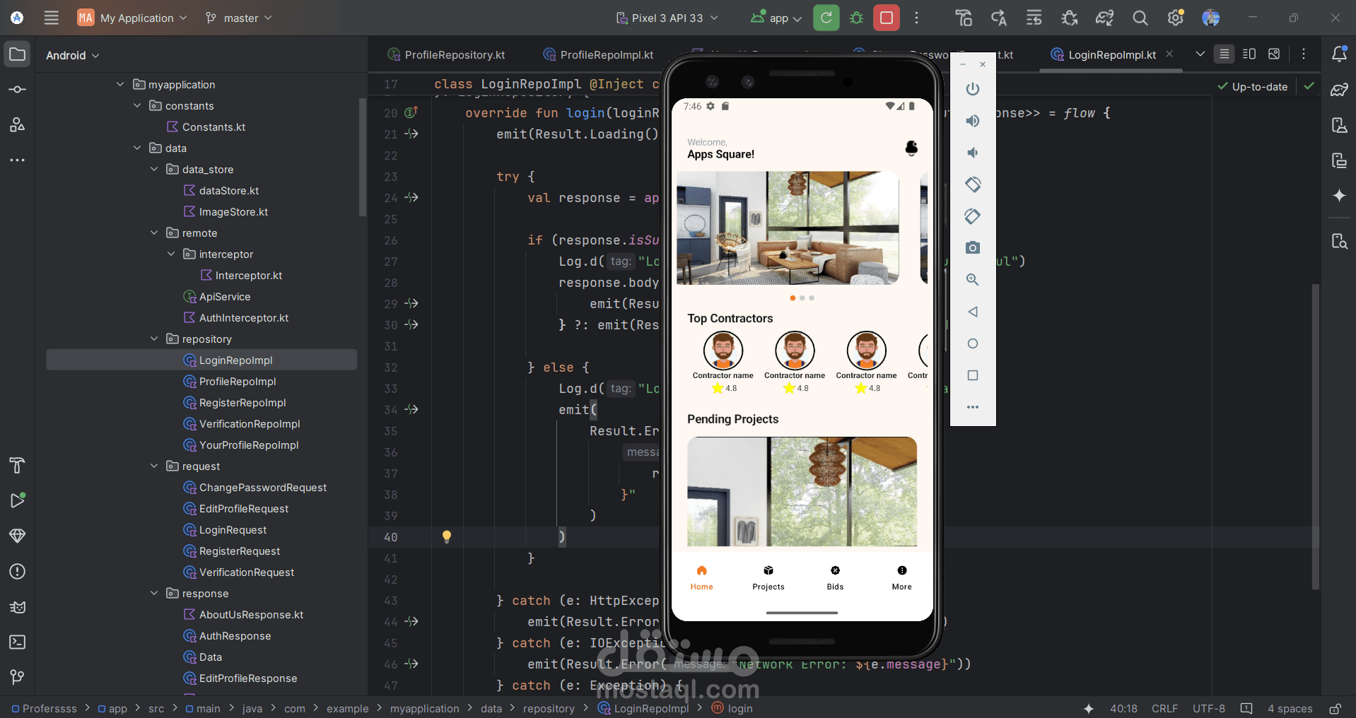 Proffer app for constructions