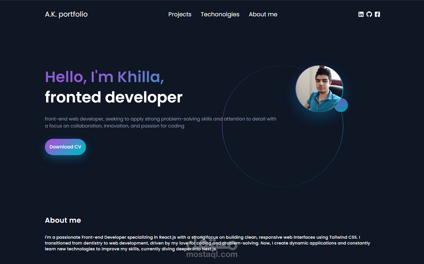 React & Tailwind CSS Developer Portfolio