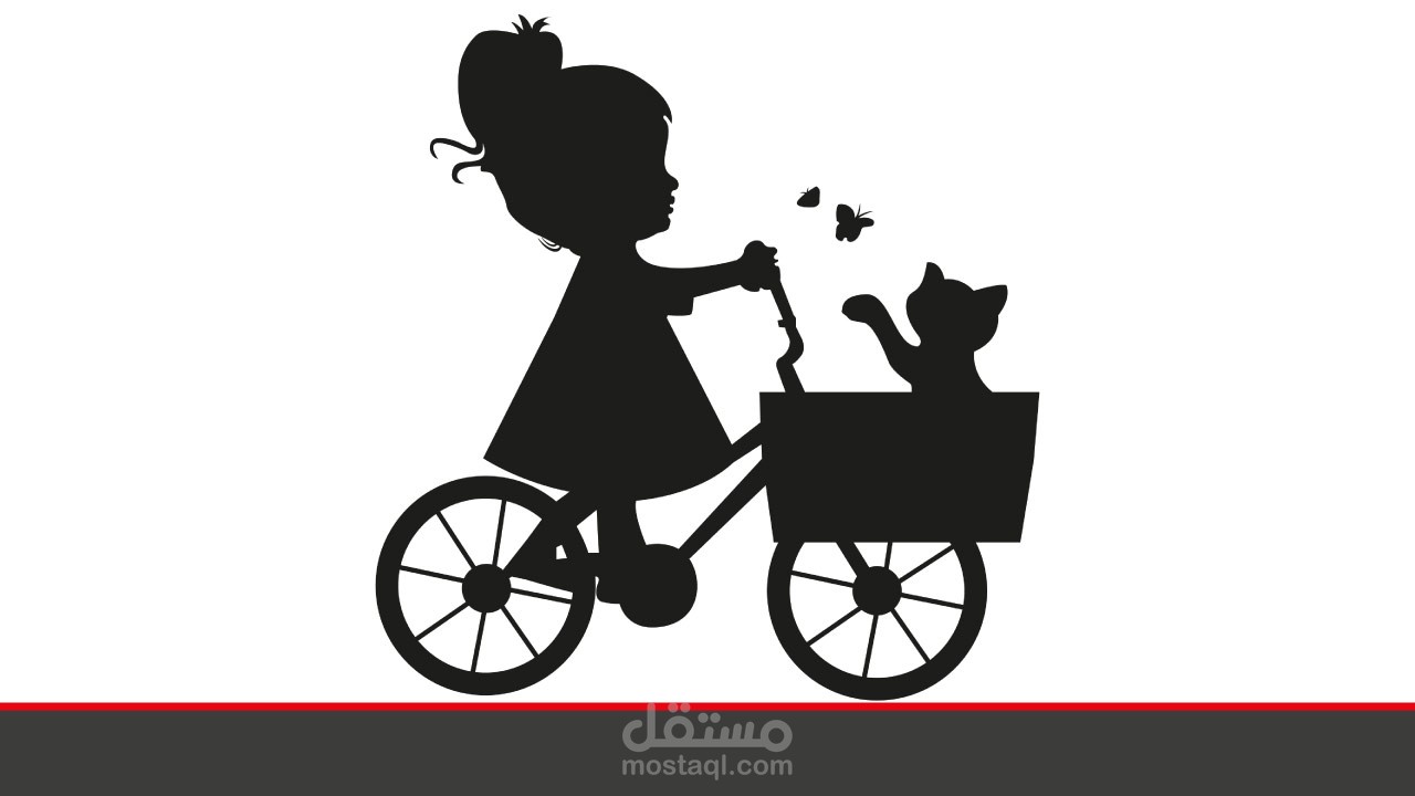 تصميم لوحة فنية لطفلة صغيرة مع قطتها قابل للتقطيع او الحفر بالليزر لعمل ديكورات لغرف الأولاد