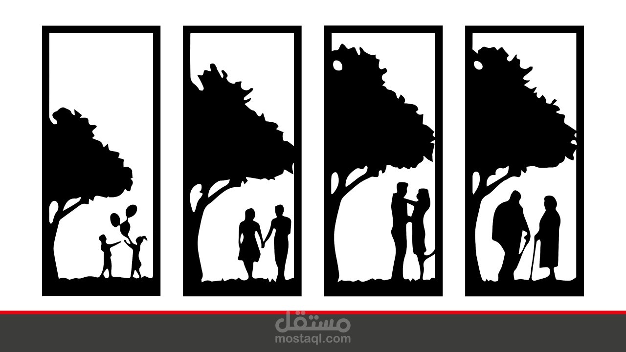 تصميم لوحة عائلية قابلة للتقطيع او الحفر بالليزر لعمل ديكورات مبهرة