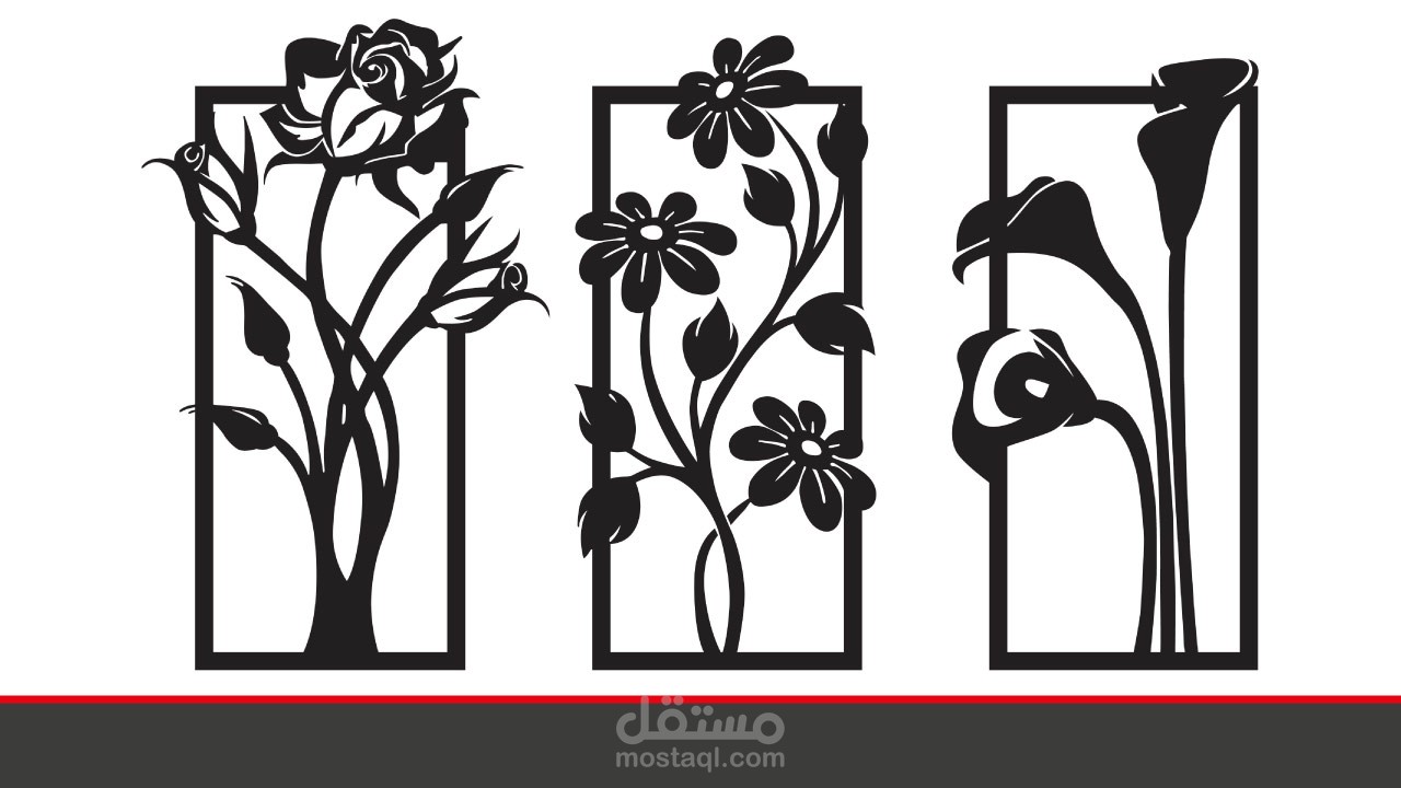 تصميم الزهور داخل الإطارات للتقطيع او الحفر بالليزر لعمل ديكورات مميزة
