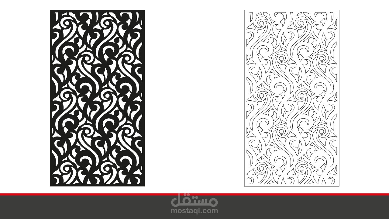 تصميم لوحة الزخارف الحديثة المتداخلة للتقطيع او الحفر بالليزر لعمل ديكورات وفواصل جدارية مميزة
