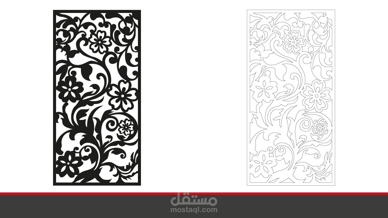 تصميم لوحة الزخارف الحديثة بالورود للتقطيع او الحفر بالليزر لعمل ديكورات وفواصل جدارية مميزة