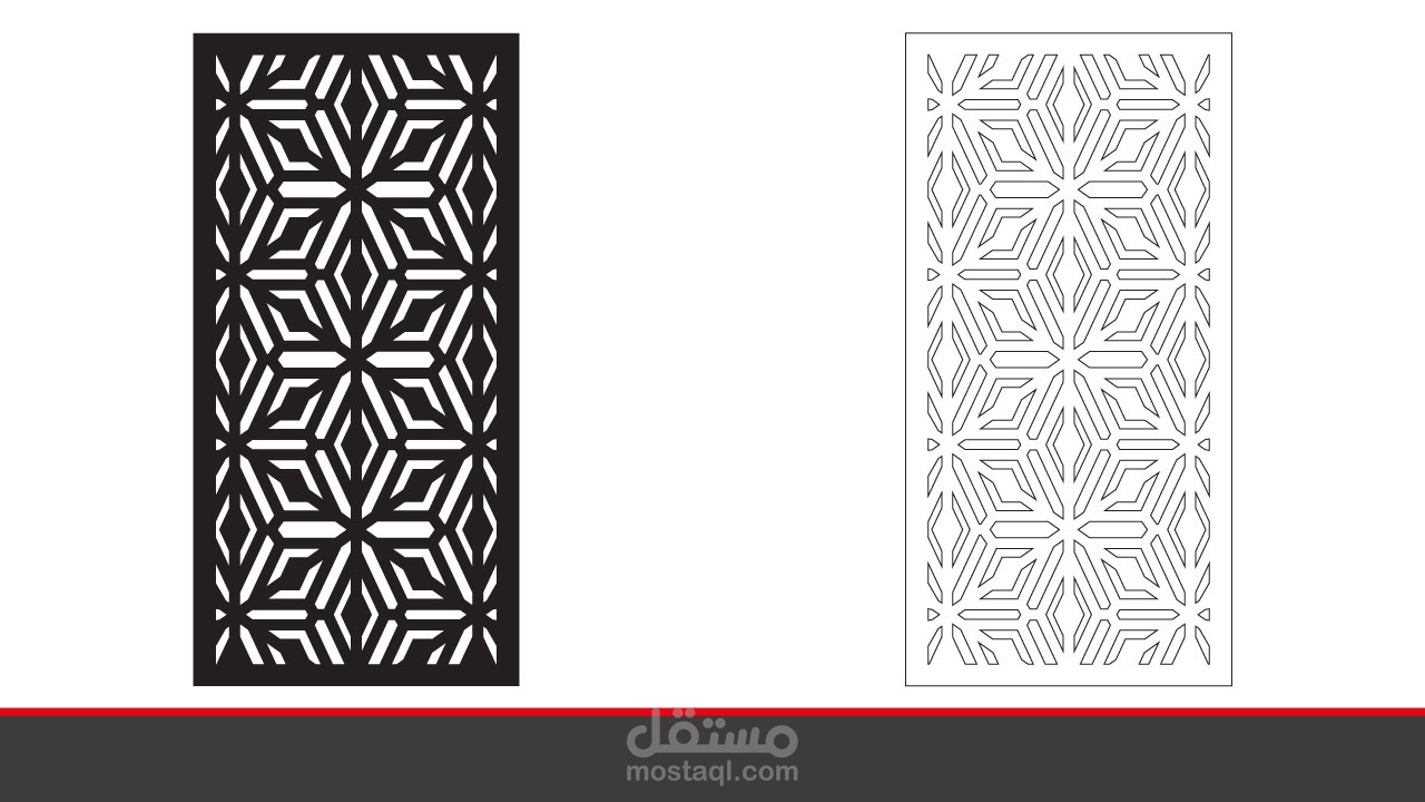 تصميم لوحة الأشكال الهندسية التكرارية للتقطيع او الحفر بالليزر لعمل ديكورات وفواصل جدارية مميزة