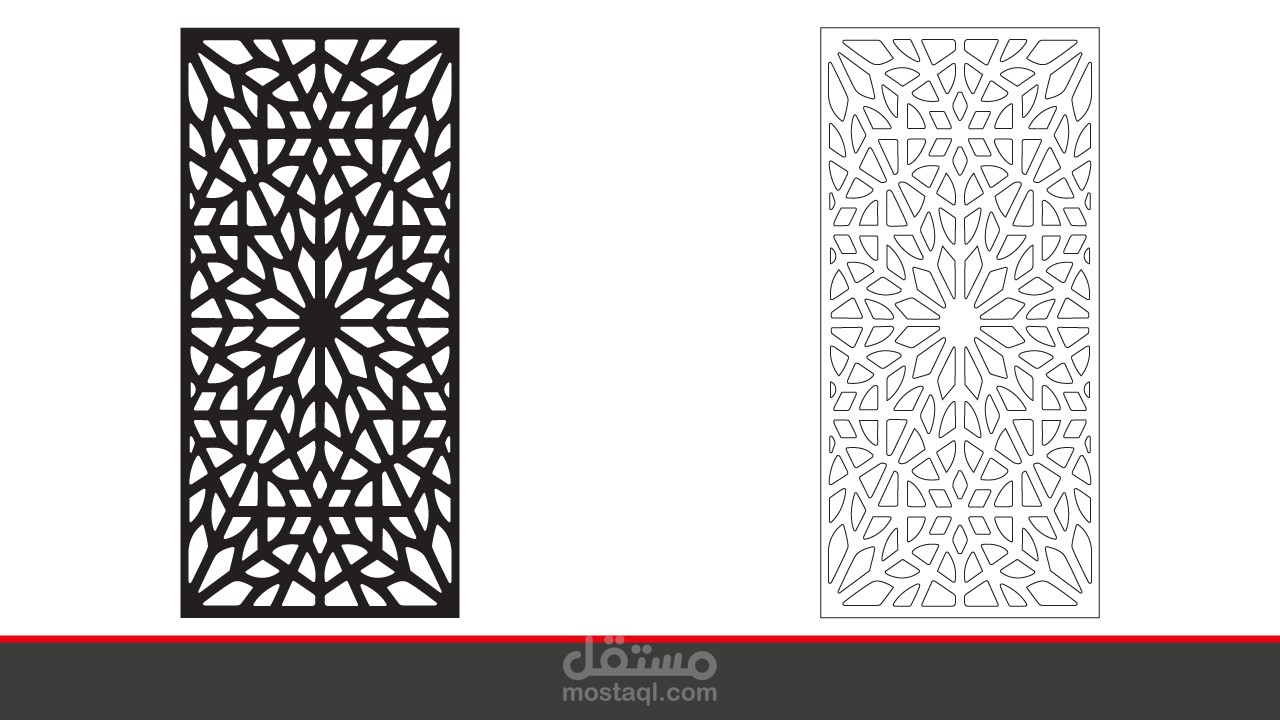 تصميم لوحة الزخارف الهندسية المغربية للتقطيع او الحفر بالليزر لعمل ديكورات وفواصل جدارية مميزة