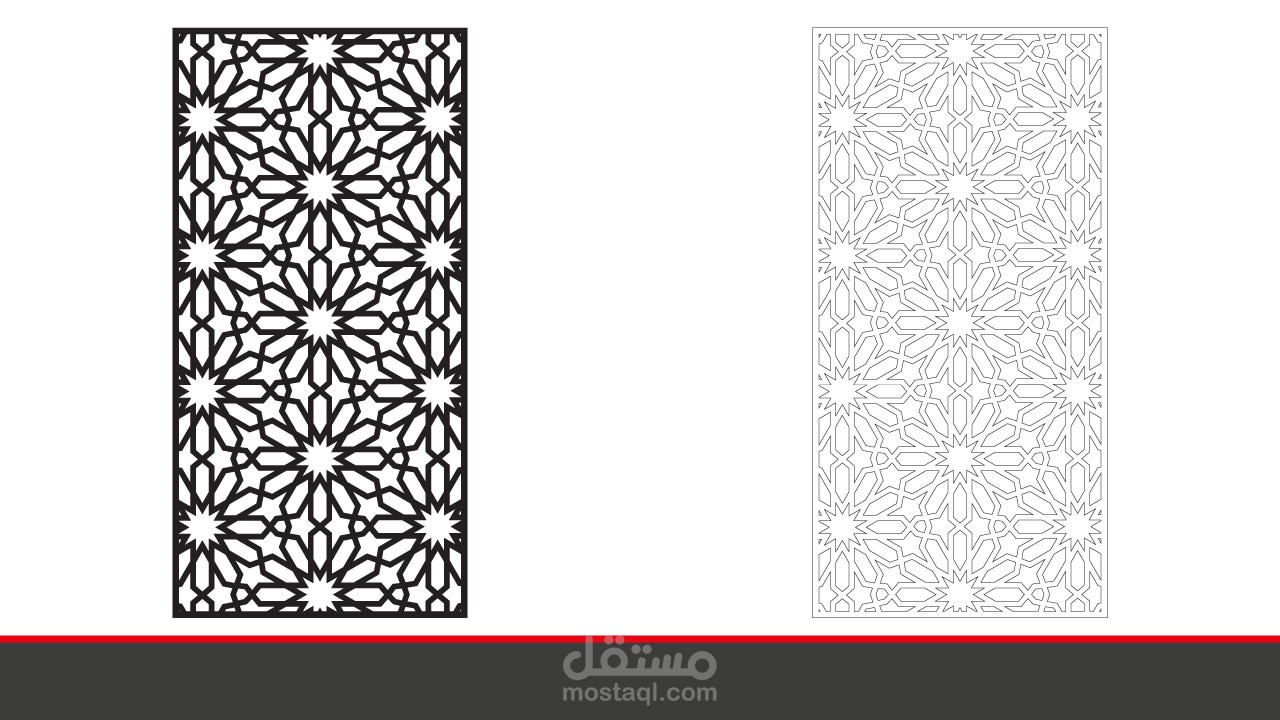 تصميم لوحة الزخارف الأندلسية للتقطيع او الحفر بالليزر لعمل ديكورات وفواصل جدارية مميزة