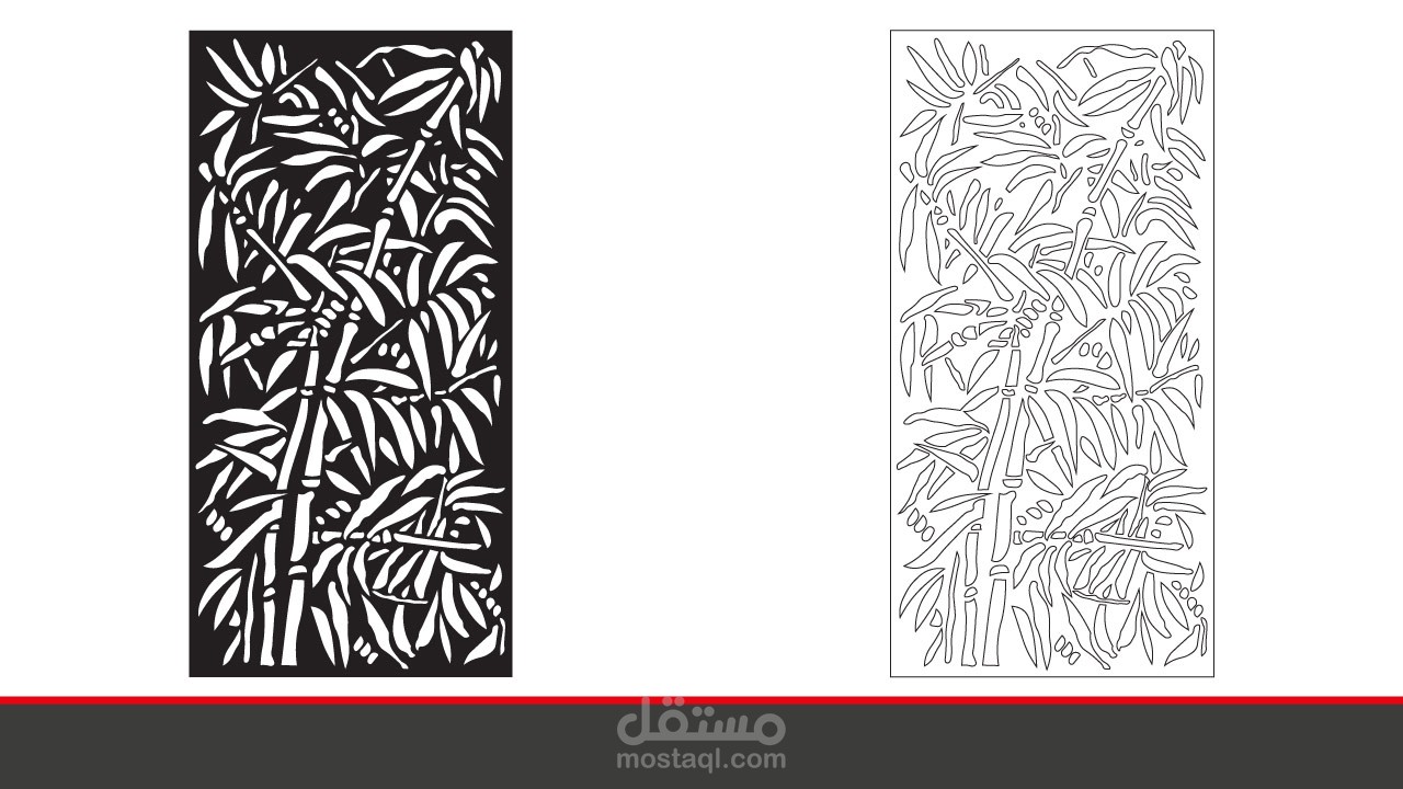 تصميم لوحة ورق شجر البامبو للتقطيع او الحفر بالليزر لعمل ديكورات وفواصل جدارية مميزة
