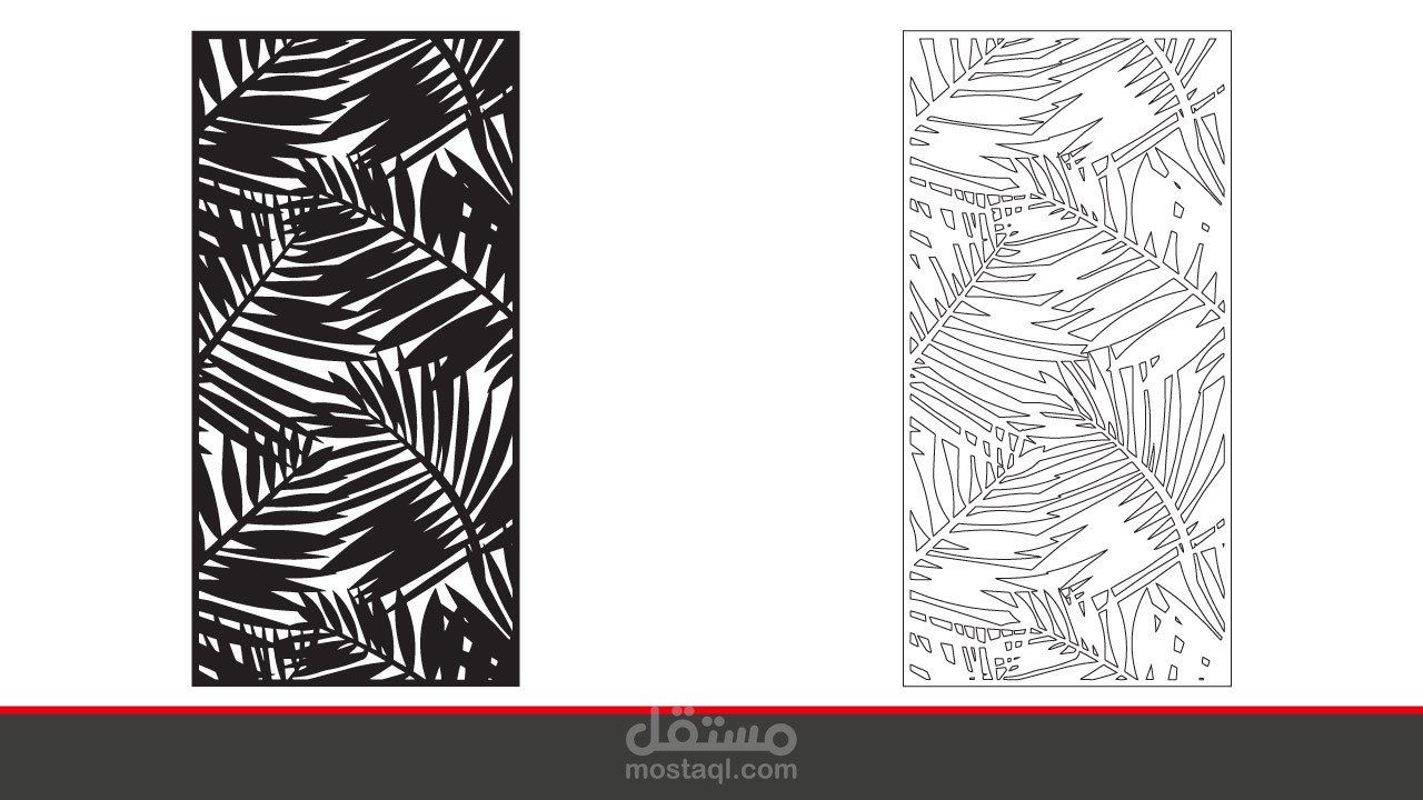 تصميم لوحة ورق شجر بأطراف حادة للتقطيع او الحفر بالليزر لعمل ديكورات وفواصل جدارية مميزة