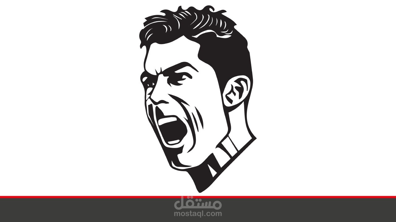 تصميم وجه لاعب الكرة "كريستيانو رونالدو" للتقطيع او الحفر بالليزر لعمل ديكورات مميزة للحوائط
