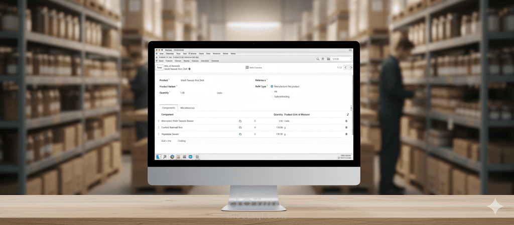 بناء نظام ذكي لإدارة المخزون وتكاليف المطبخ وسلسلة الإمداد (Odoo)