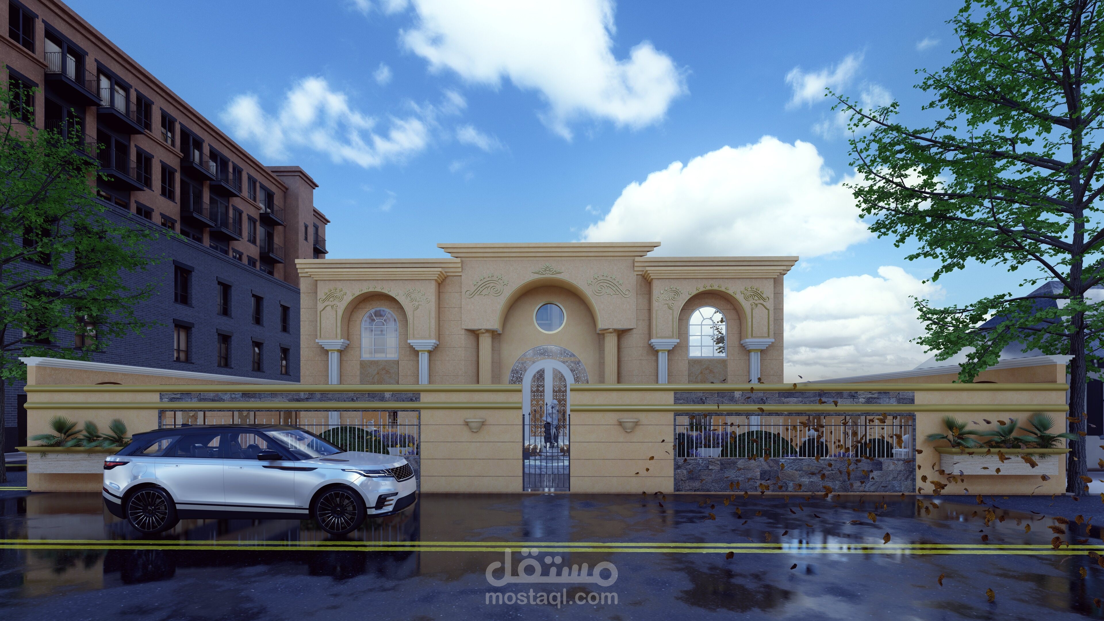 تصميم واجهه خارجية علي الطراز كلاسيكي
