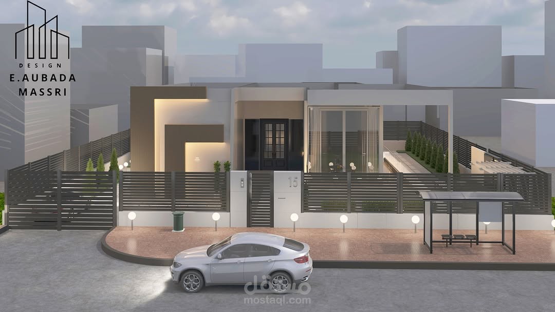 تصميم خارجي لفيلا في الامارات العربية المتحدة مع انميشن معماري توضيحي