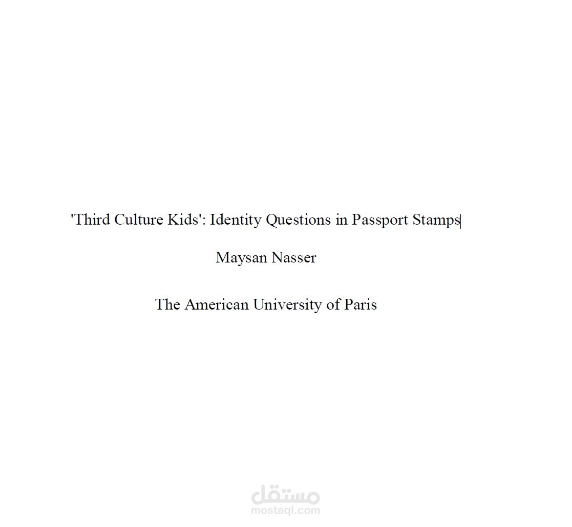 'Third Culture Kids': Identity Questions in Passport Stamps