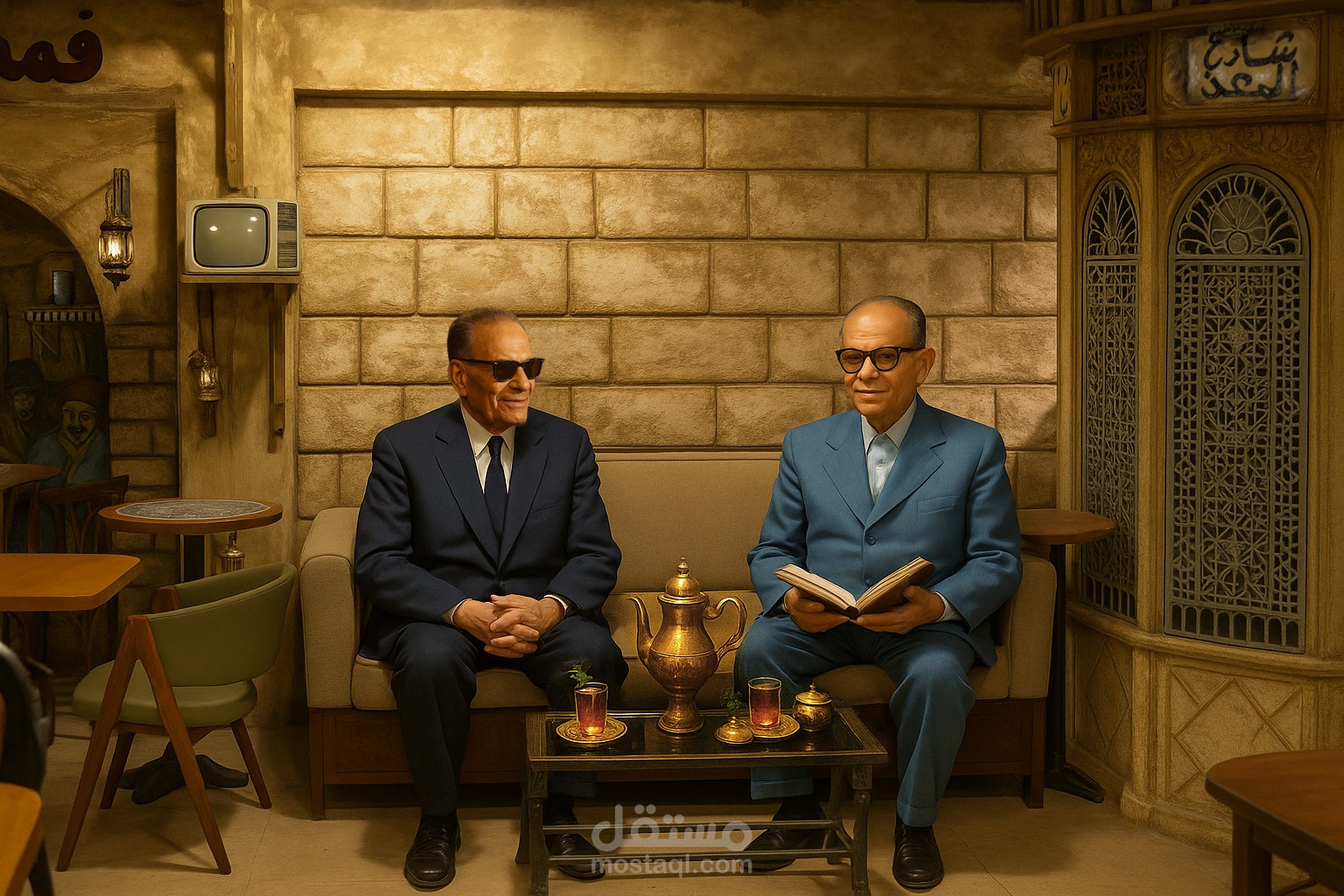 تصميم كافيه تراثي - العصر الذهبي مستوحى من شارع المعز - مرفق الصور الأصلية للعمل
