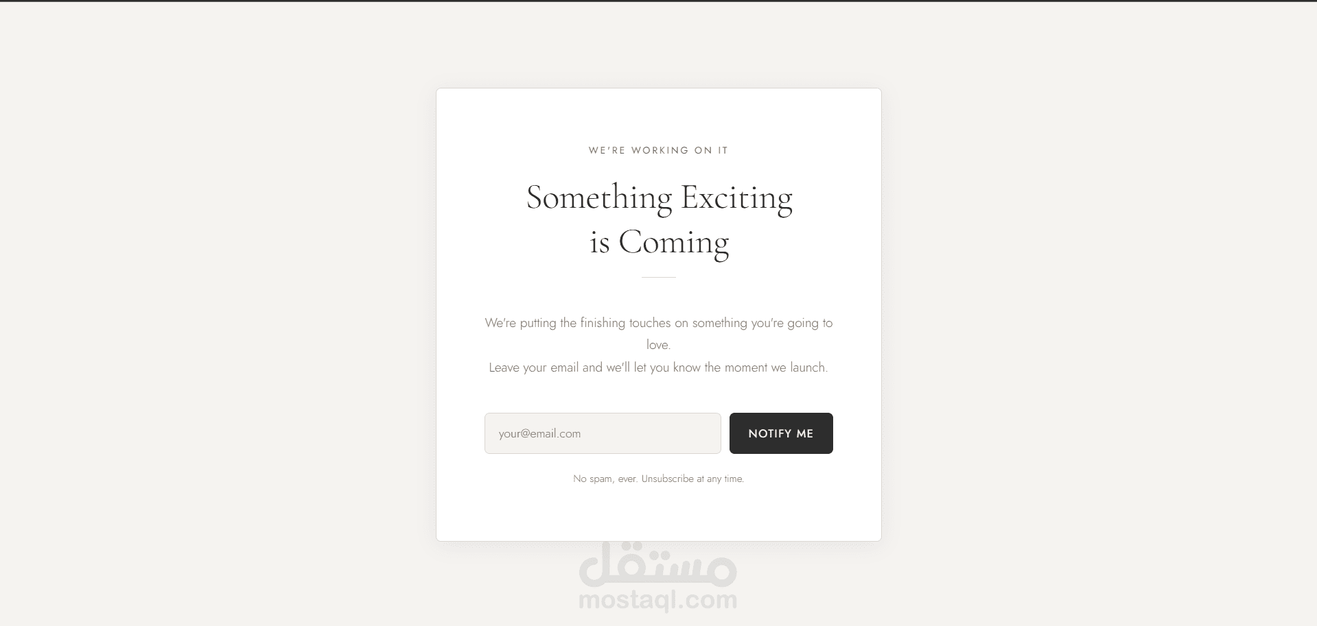 Coming Soon landing page