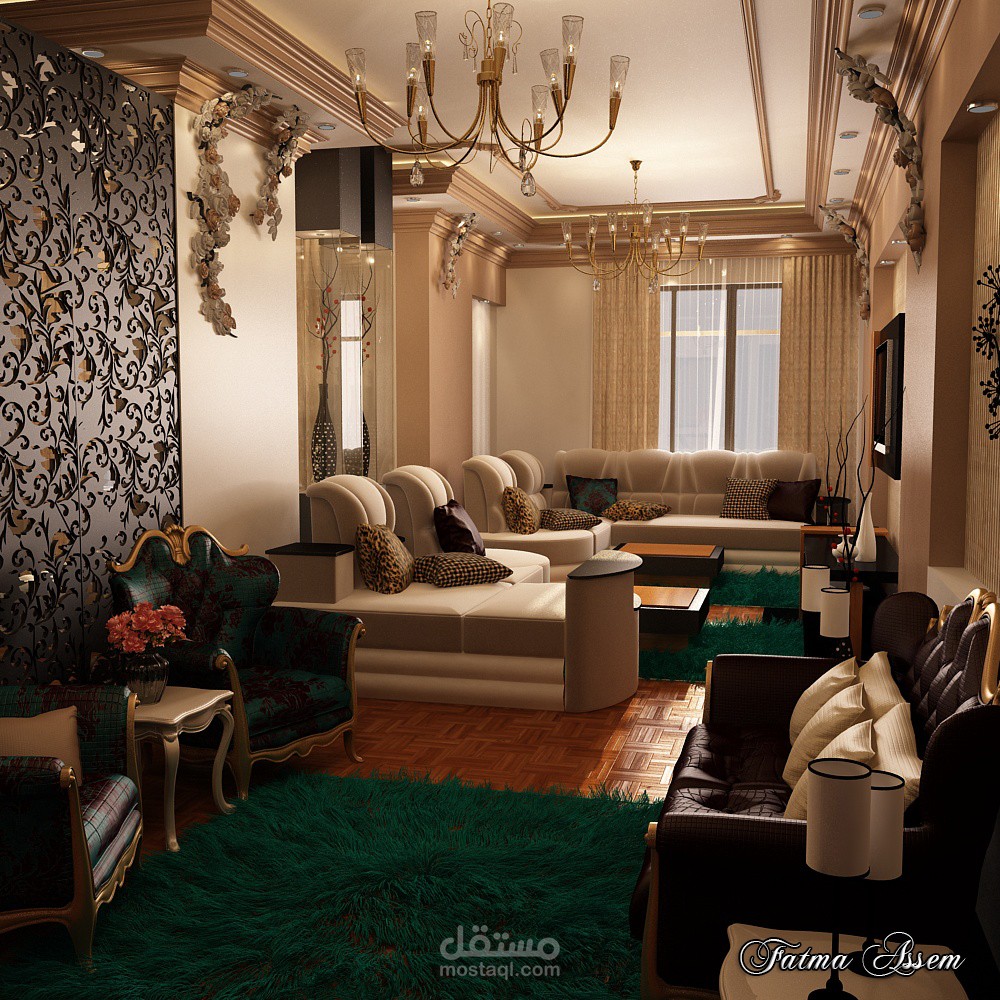 تصميم فراغ أستقبال كلاسيك