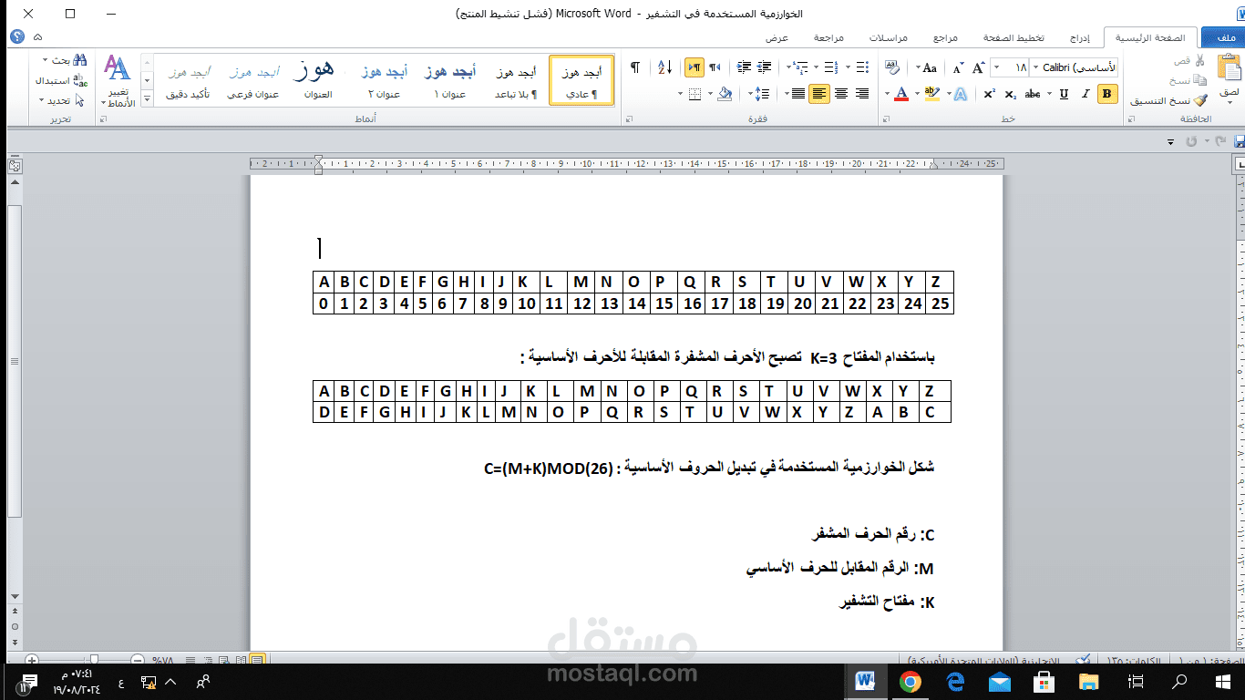 شرح خوارزمية رياضية