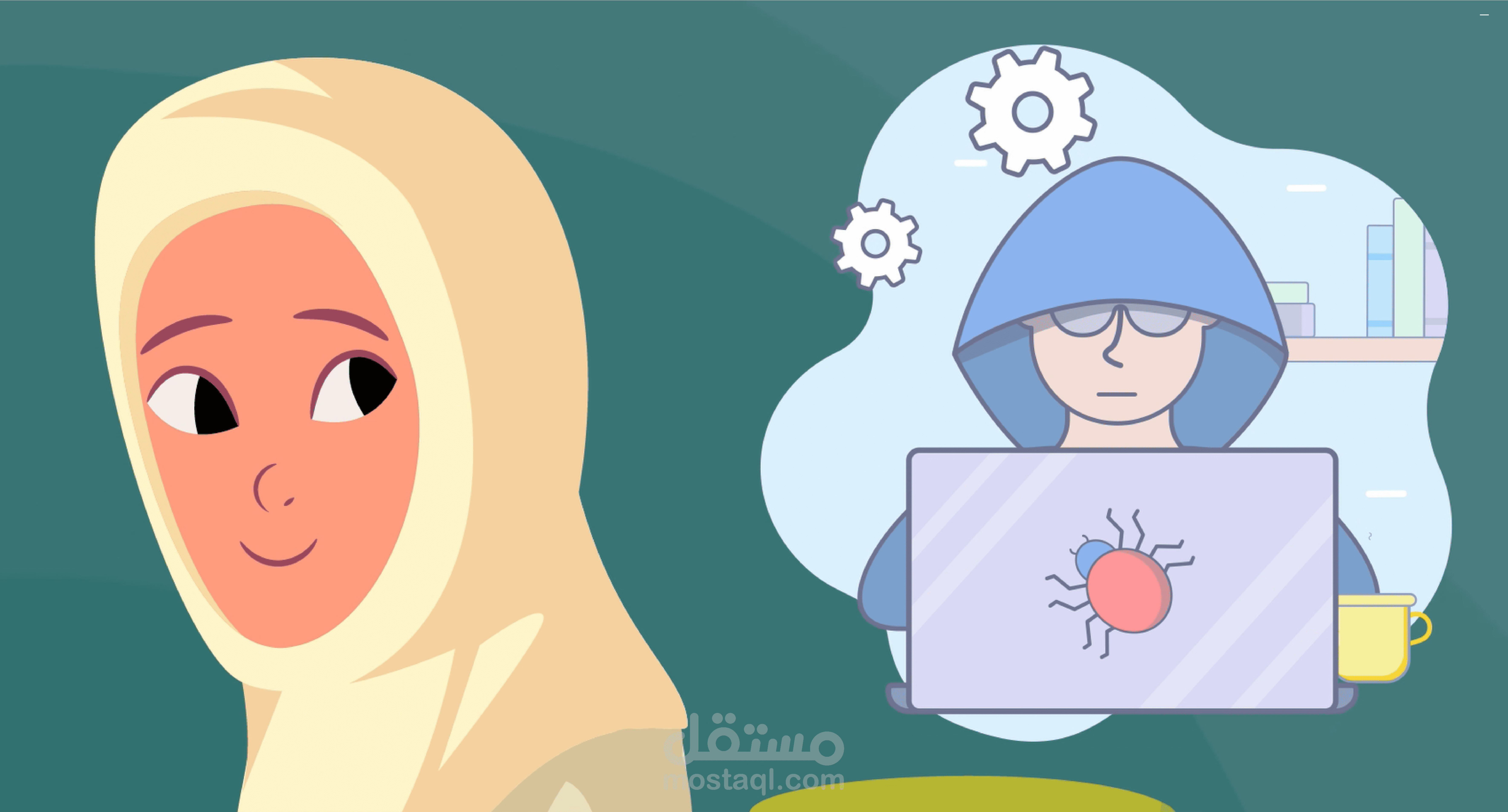 موشن جرافيك  عن الهكر وحماية الاجهزة
