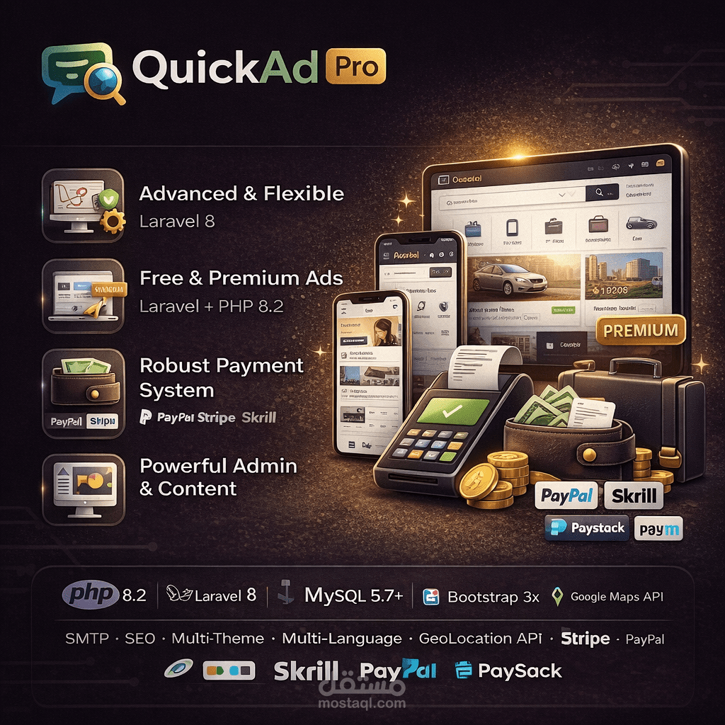 QuickAd Pro — منصة الإعلانات المصنّفة المتكاملة