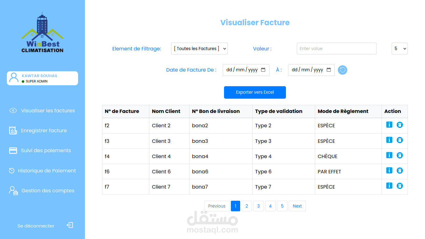 تطبيق ويب ل إدارة الفاتورة   a web application for invoice management