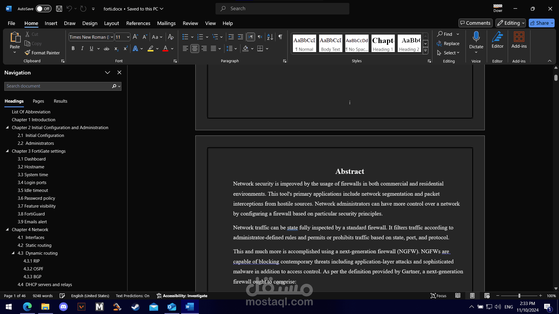 Report done using Microsoft word