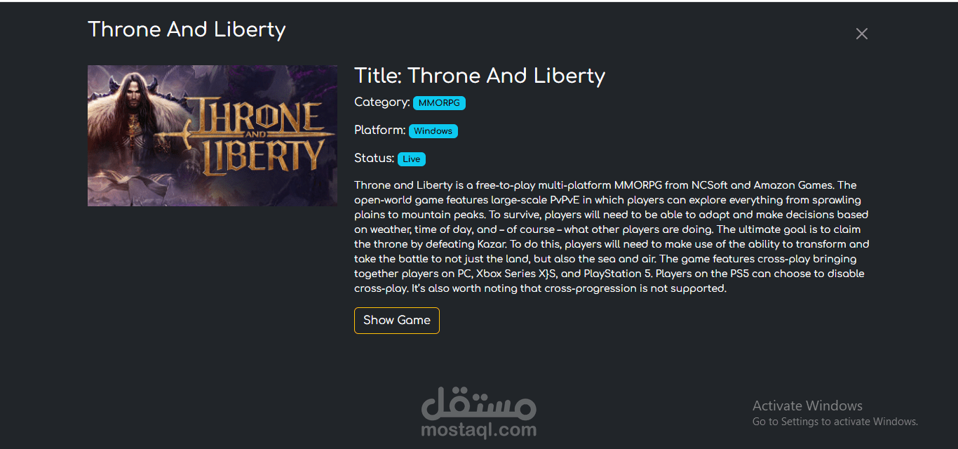 Game Over Website