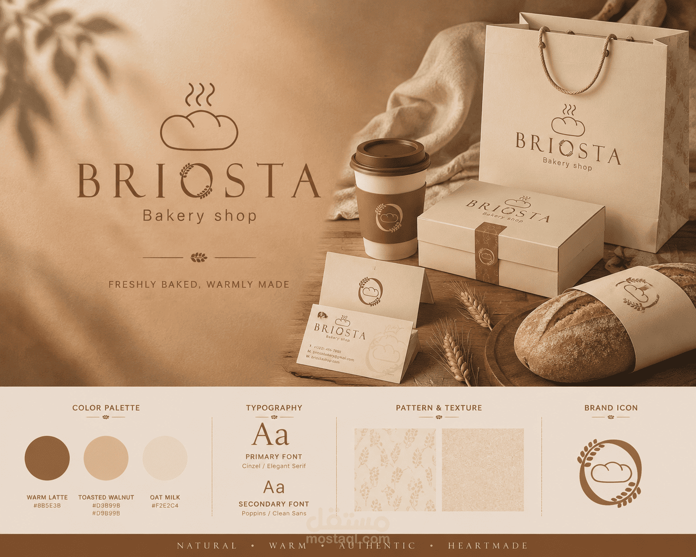 هوية بصرية لمتجر معجنات بإسم Briosta