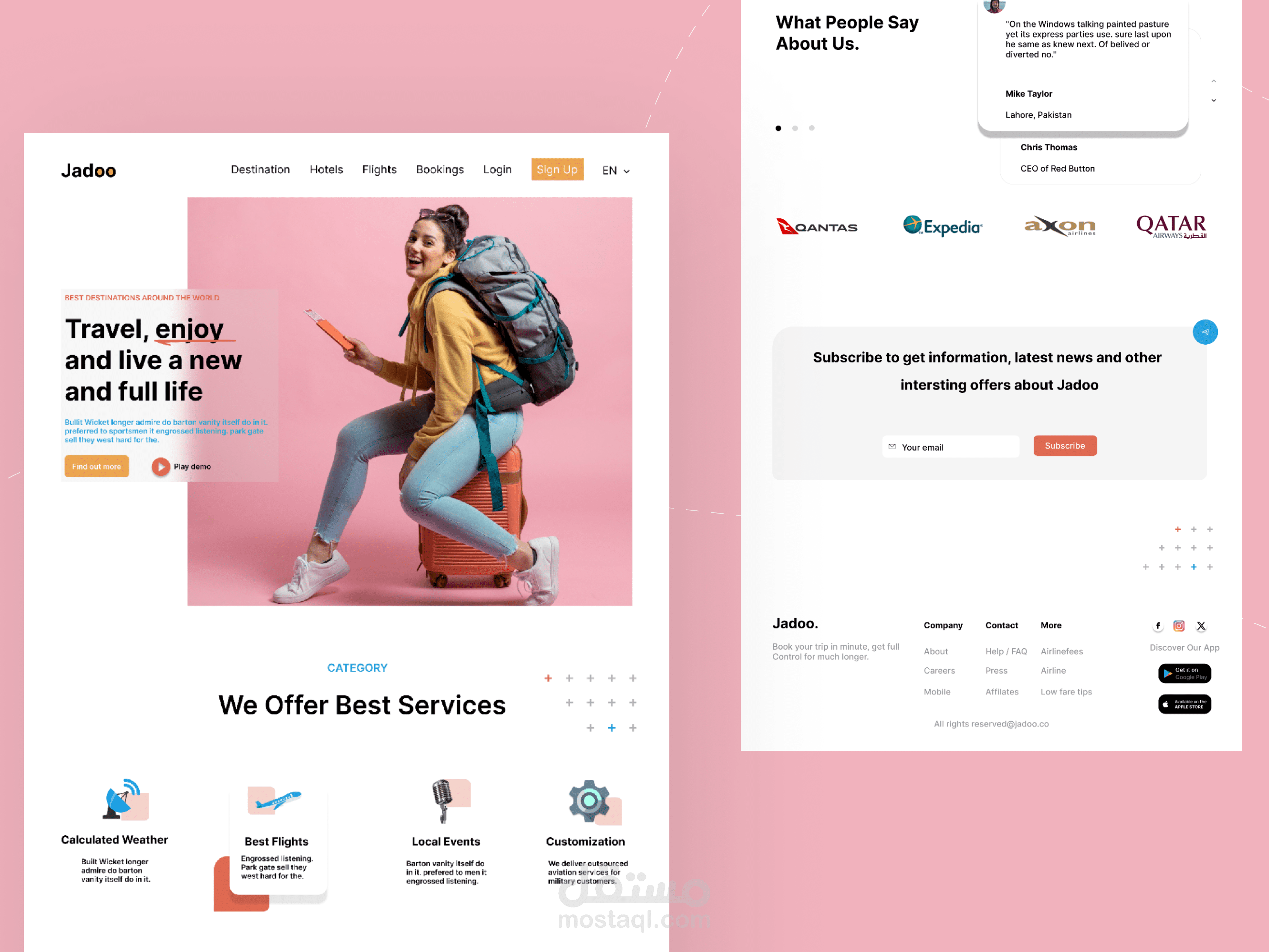 Travel landing page