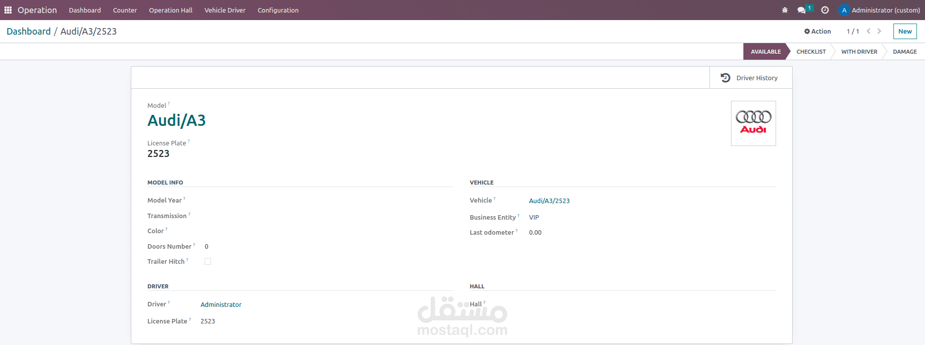 نظام إدارة تأجير سيارات متكامل باستخدام Odoo
