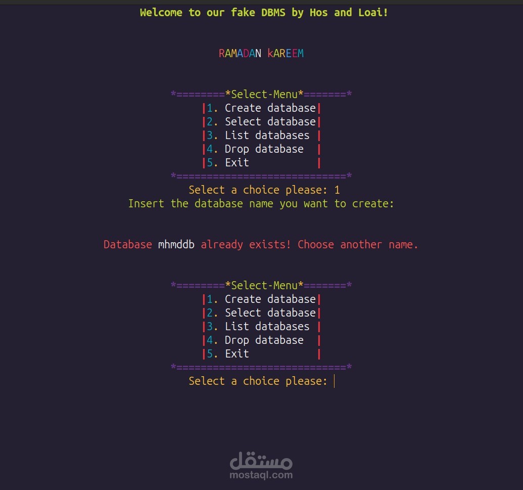 DBMS using bash script