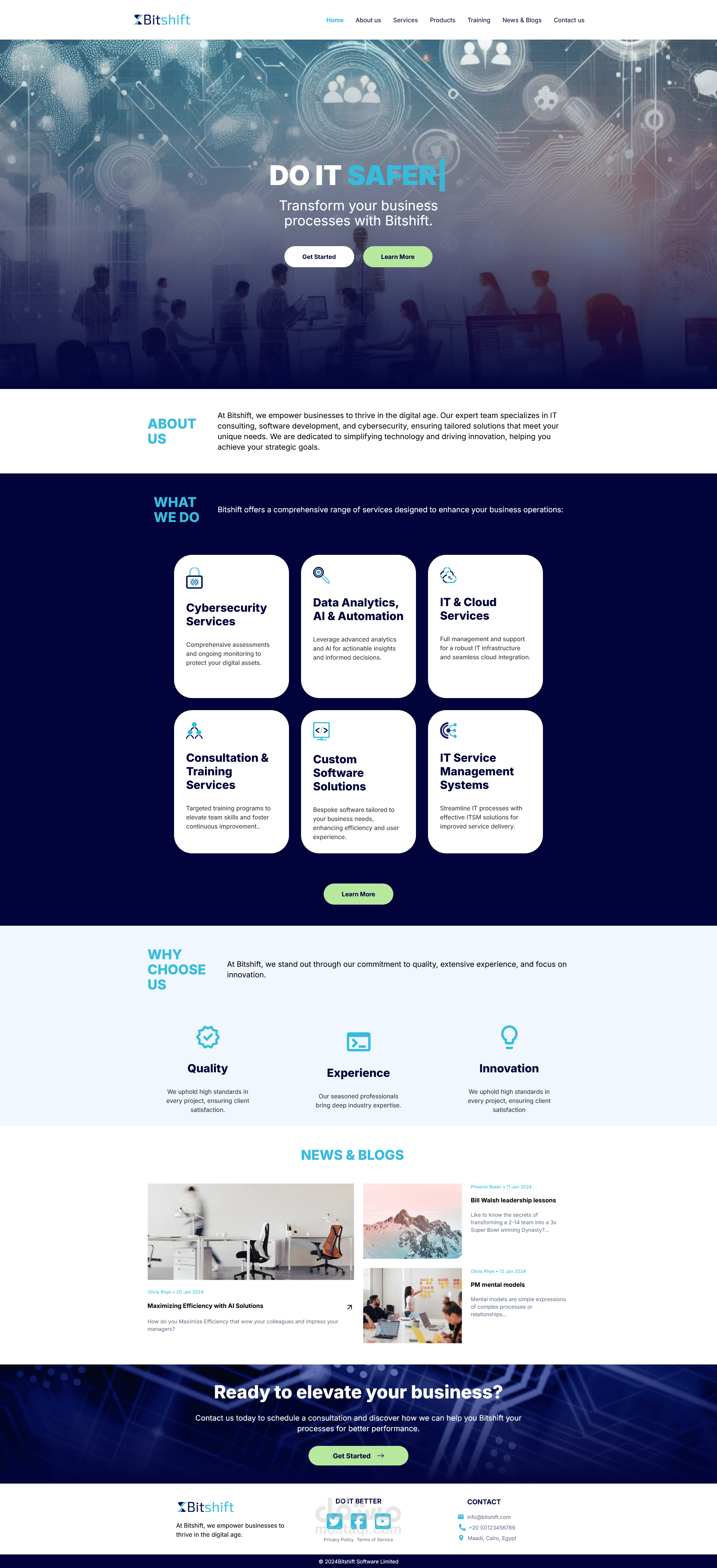 تصميم كامل على Figma وبرمجة موقع Bitshift بالكامل