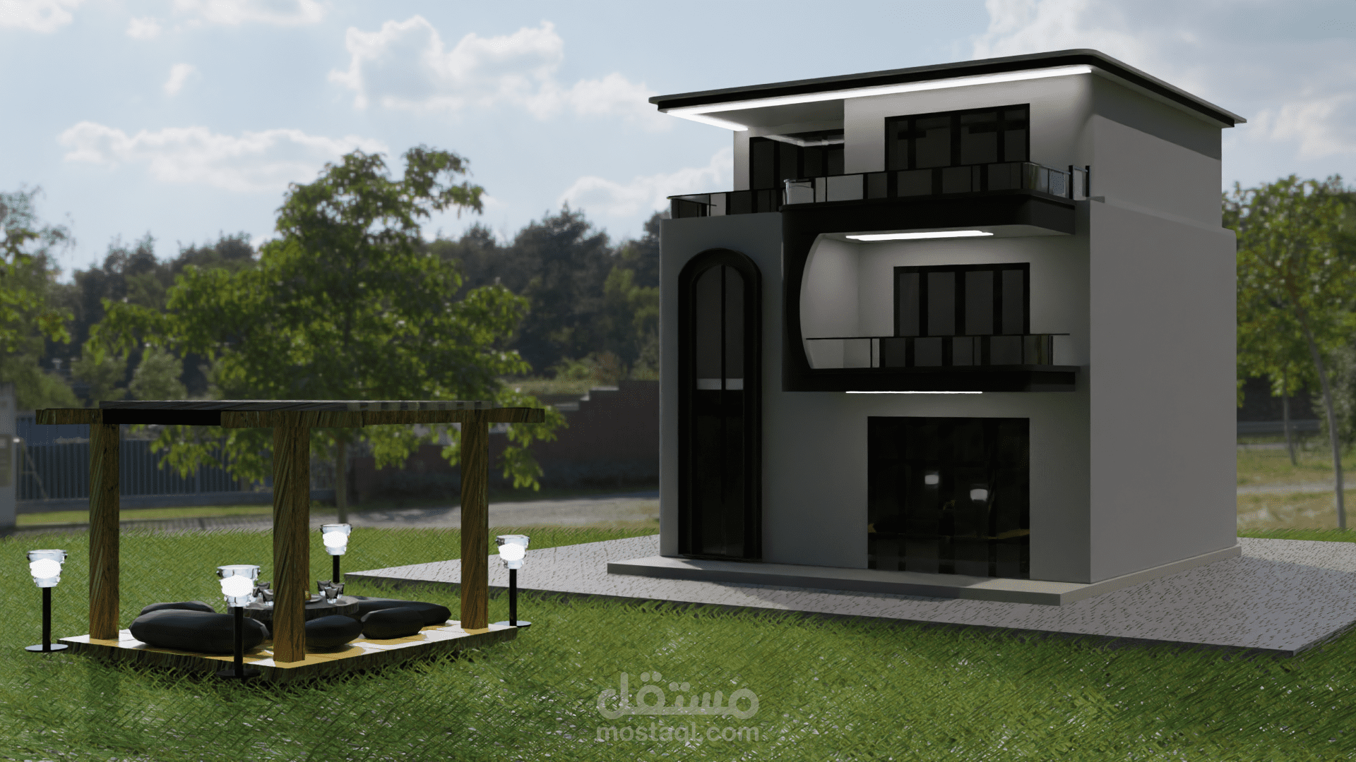 تصميم خارجي لفيلا 3d