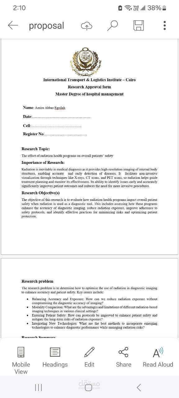 proposal about radiation health programs effect on patient safety