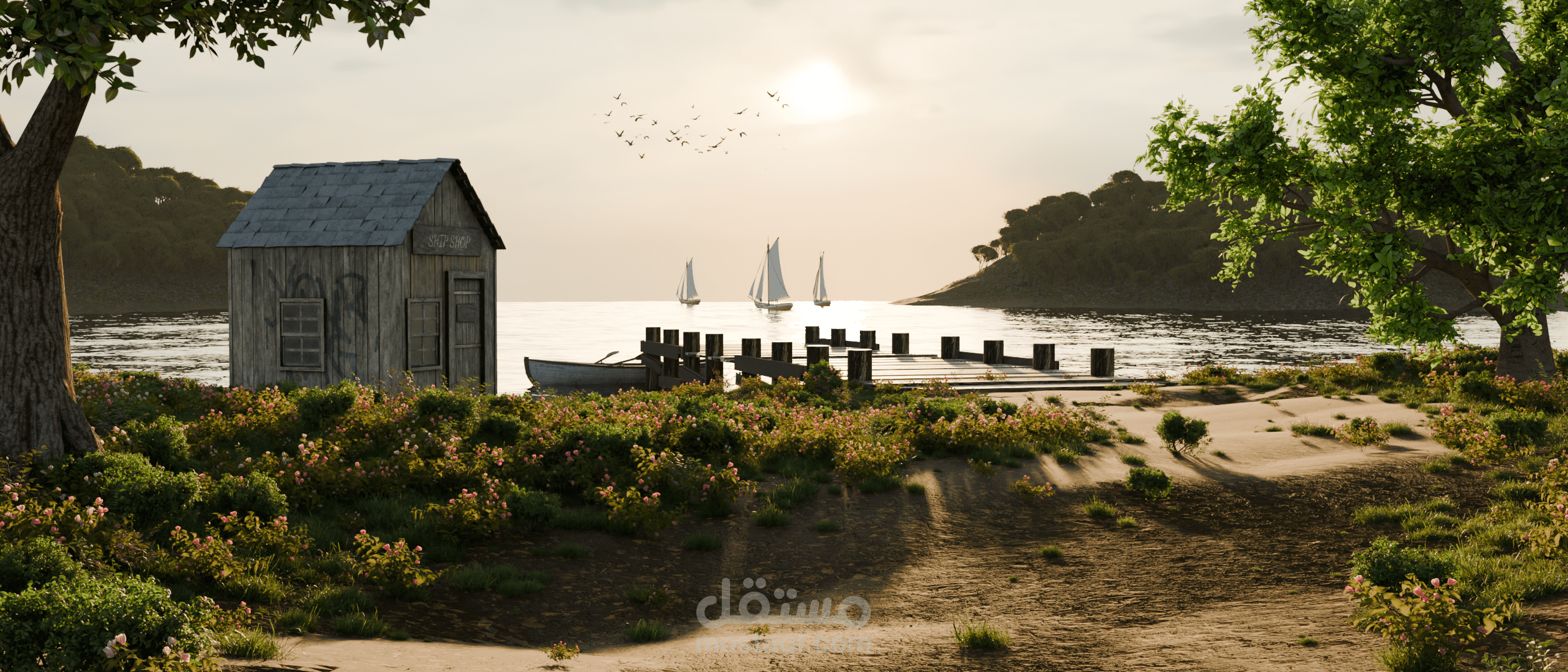 عالم متكامل داخل Blender: تصميم بيئة واقعية طبيعية ومعمارية واسعة