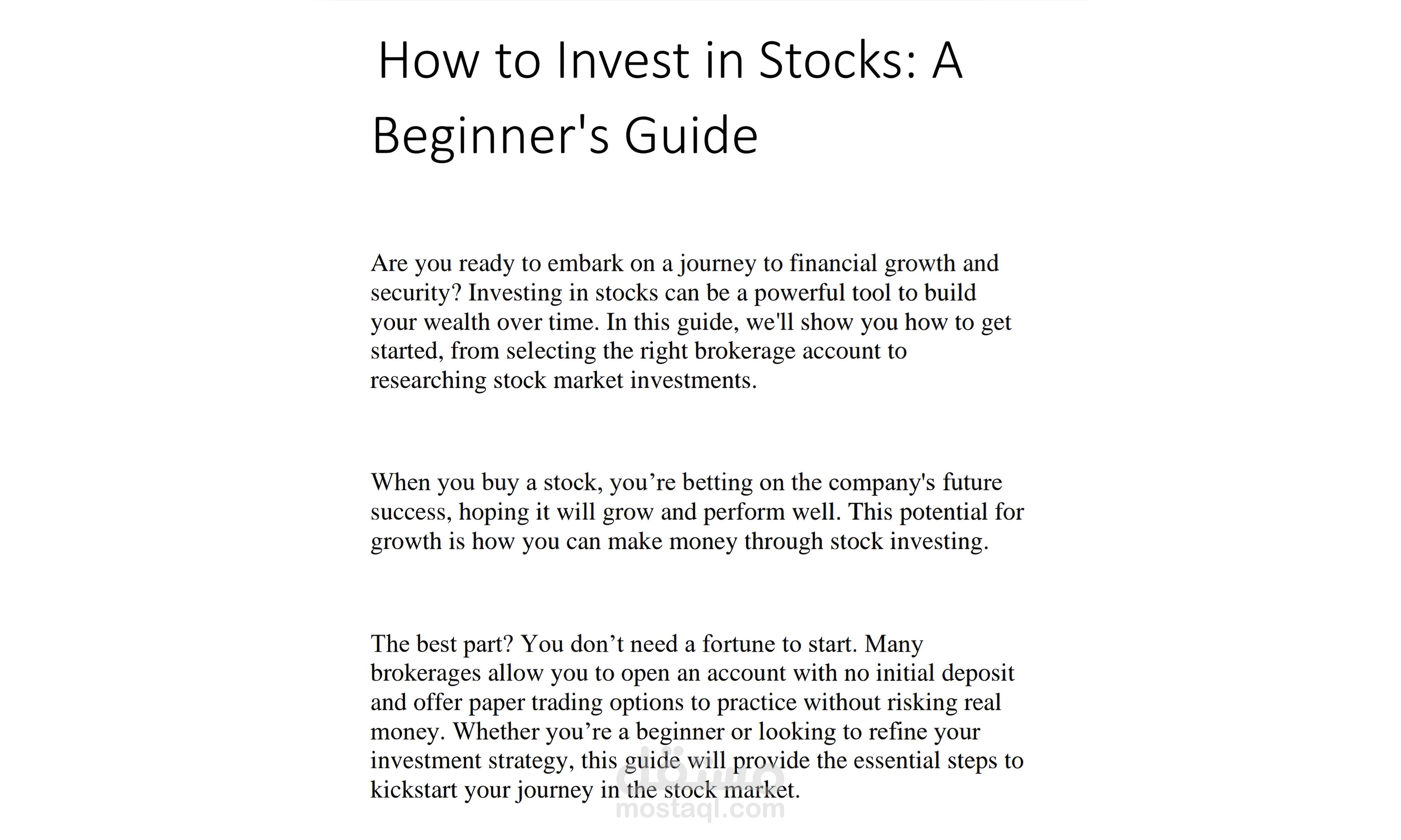 How to Invest in Stocks: A Beginner's Guide