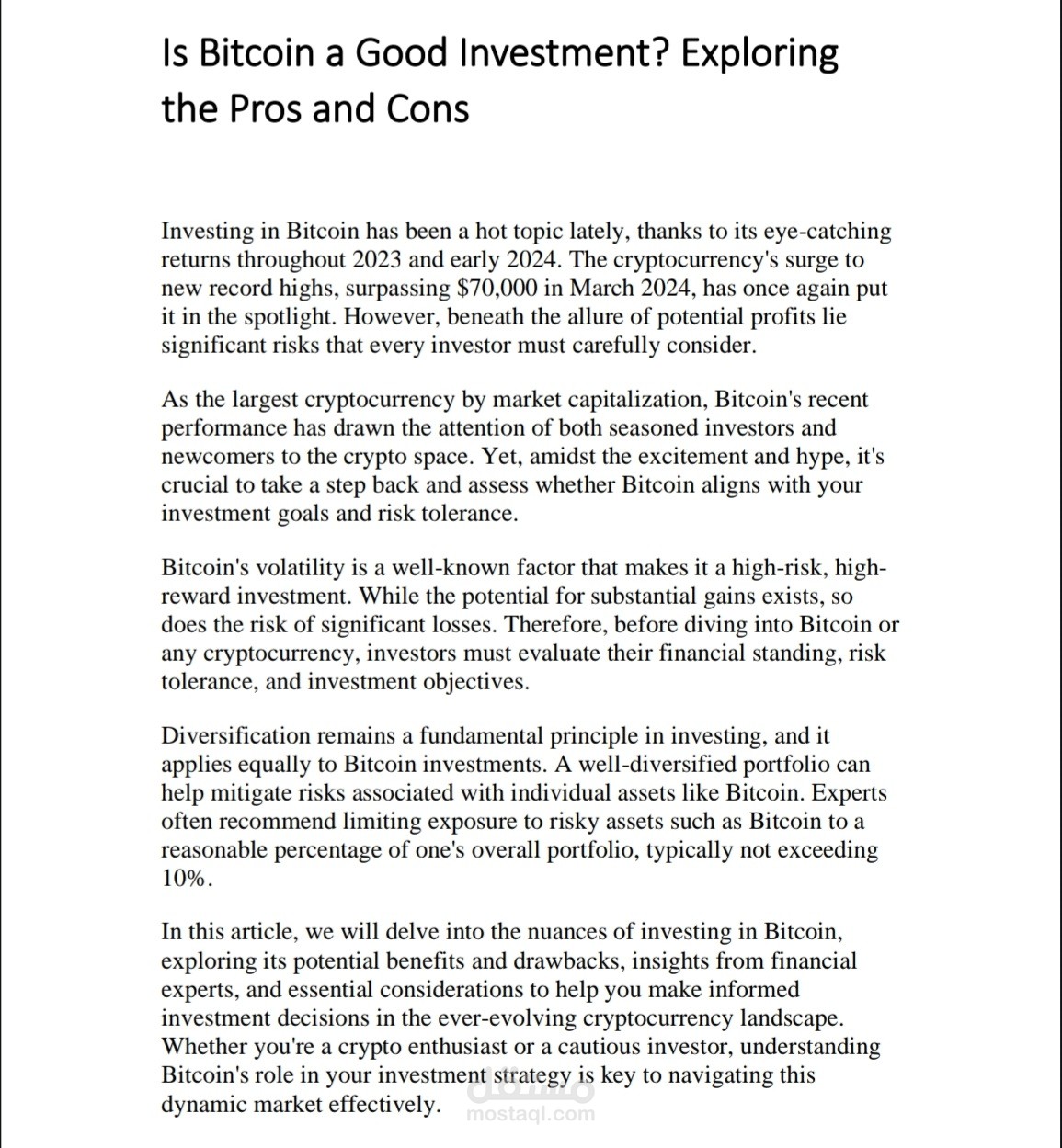 Is Bitcoin a Good Investment? Exploring the Pros and Cons