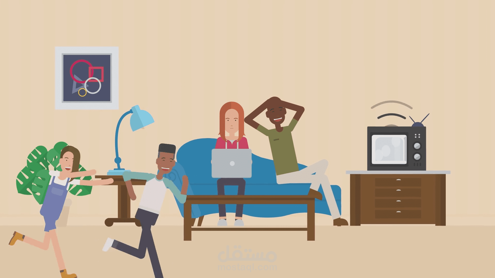 موشن جرافيك انيميشن عن العمل في المنزل