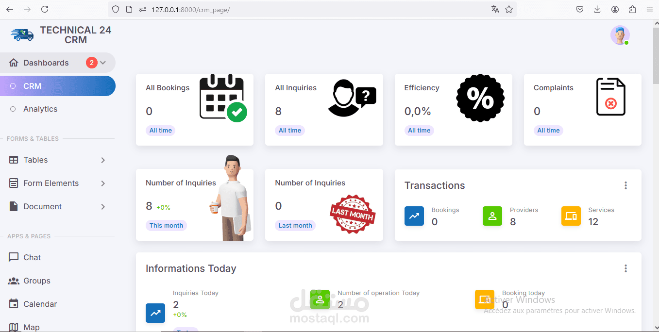 منصة CRM لصيانة/تركيب — Backend (Django) — Technical 24