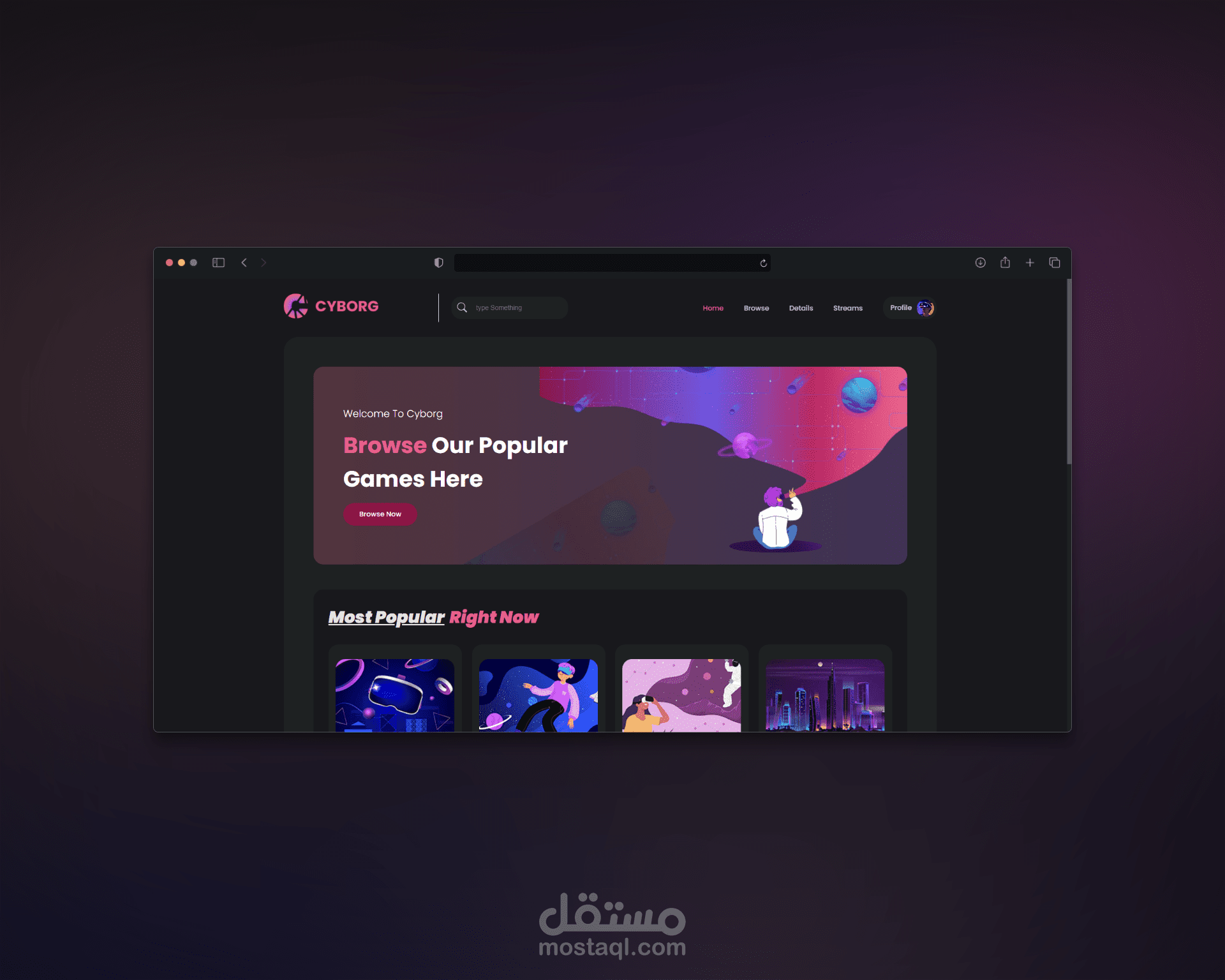 منصة العاب | تطوير واجهة احترافية لمنصة ألعاب باستخدام React.js