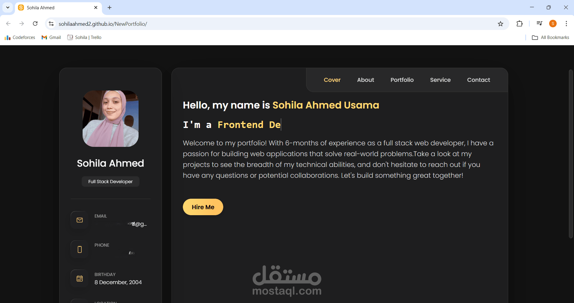 تصميم صفحة شخصية portfolio احترافية وجميله
