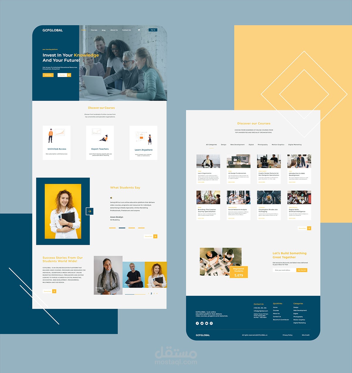 صفحة هبوط-Landing Page لمؤسسة GCFGlobal للكورسات