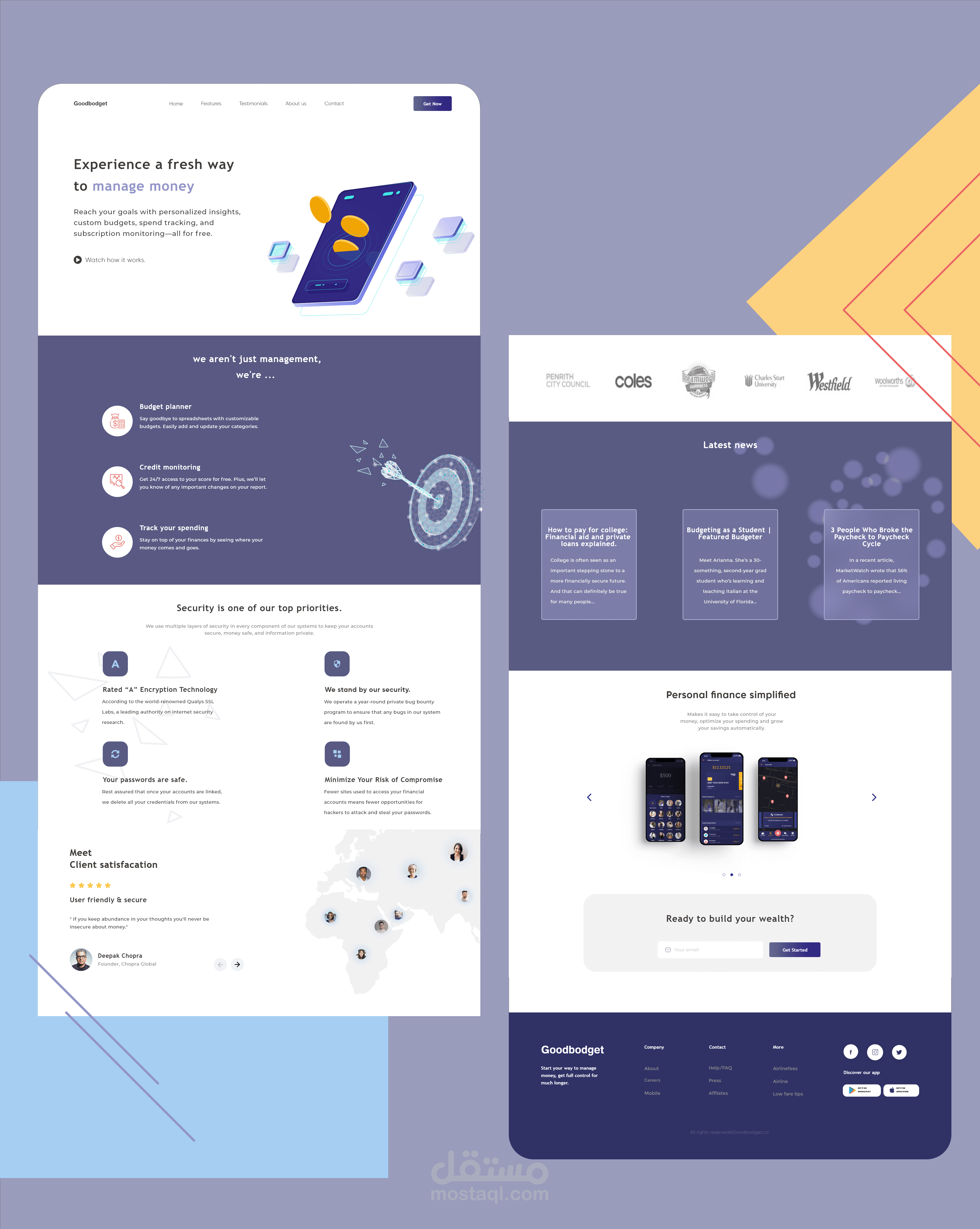 صفحة هبوط-Landing Page لمؤسسة Goodbodget المالية