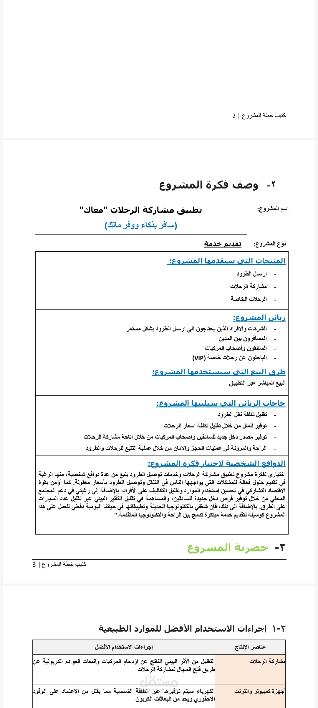 اعداد خطة مشروع تطبيق "معك" لحجز الرحلات